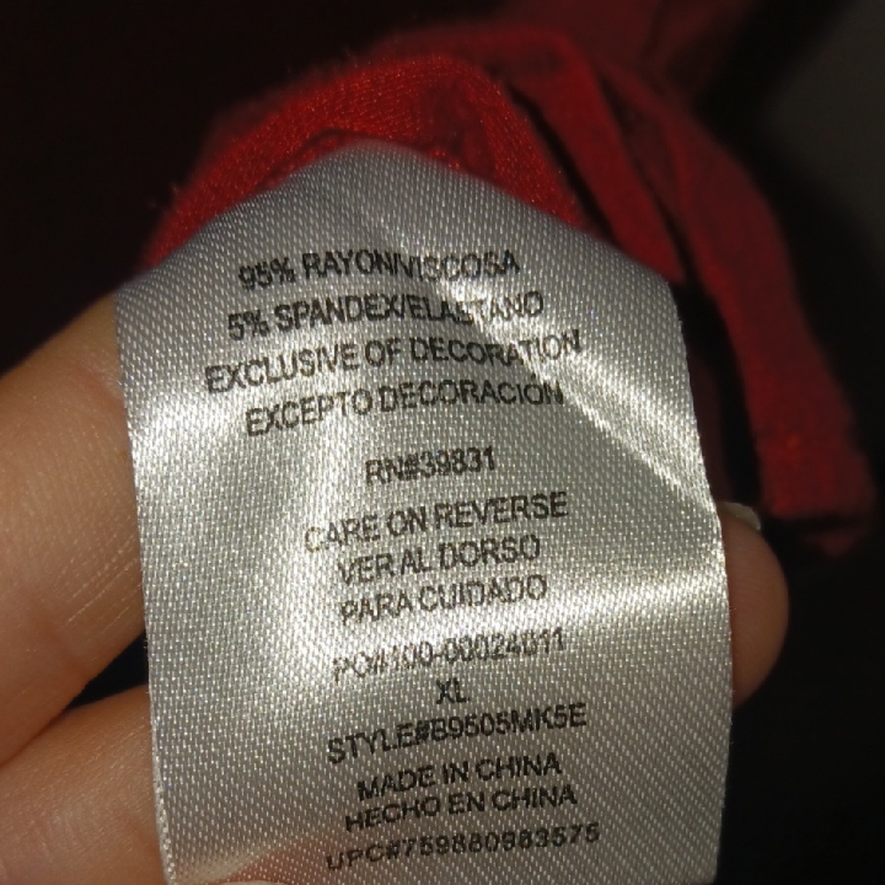 Democracy Women's Red Blouse with Lace-Up Neckline - Picture 6 of 7